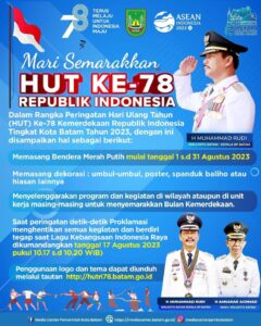 Pemko Batam Ajak Seluruh Lapisan Masyarakat Partisipasi Semarakkan HUT Ke-78 Kemerdekaan RI