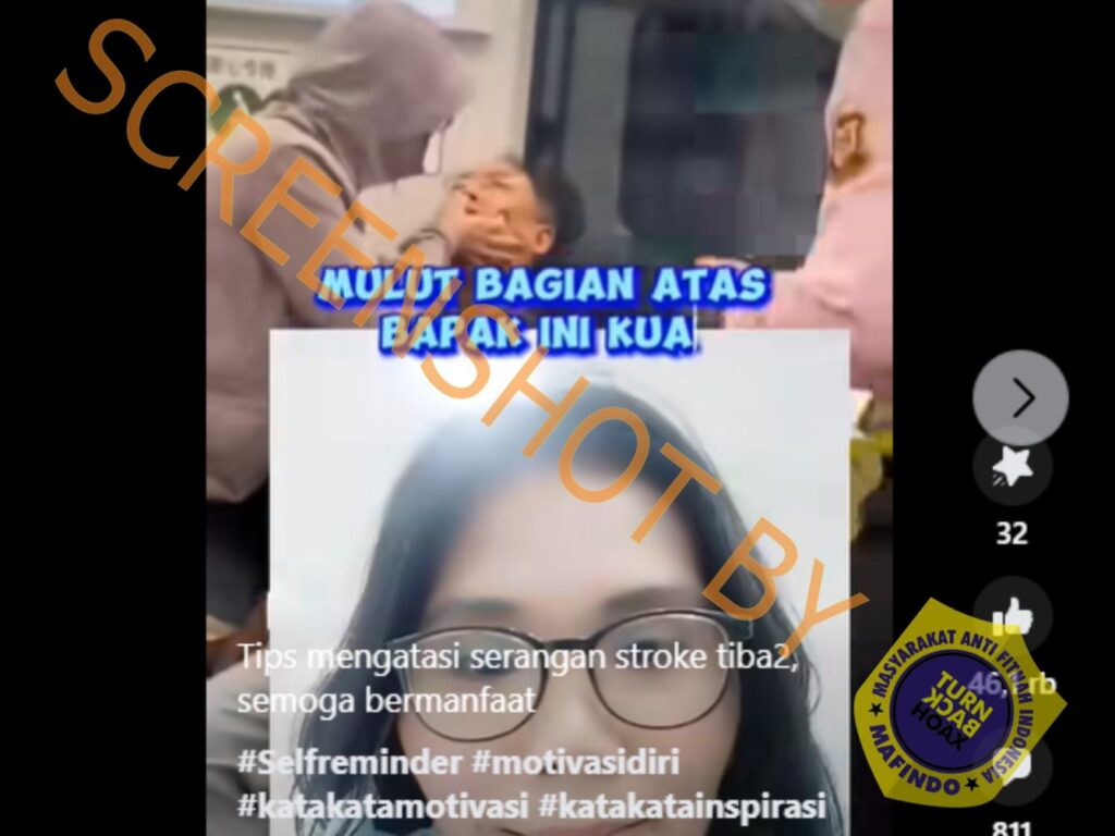 nfo hoaks pertolongan pertama penderita stroke. (Foto: turnbackhoax.id)