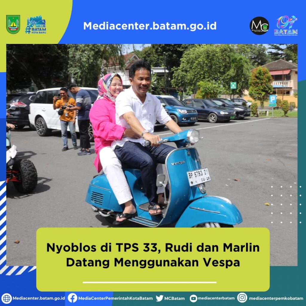 Wali Kota BaMtam, uhammad Rudi, bersama Wakil Gubernur Kepri, Marlin Agustina, menyalurkan hak suara pada Pemilihan Umum (Pemilu) 2024 di TPS 33 Kompleks Rosdale, Teluk Tering, Batam Kota, Rabu (14/2/2024