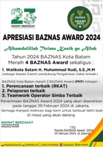 Wali Kota Rudi Terima Penghargaan BAZNAS Award 2024