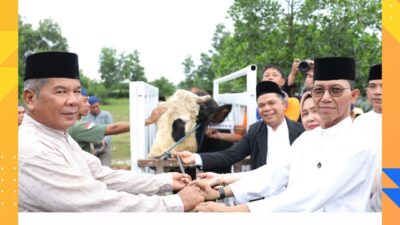 Wali Kota Amskakar Terima Hewan Kurban dari Presiden RI Usai Salat Iduladha di Masjid Sultan Mahmud Riayat Syah