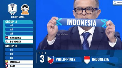 Nama Indonesia dalam drawing Piala AFF 2026. (Tangkapan layar Youtube Sportstars)