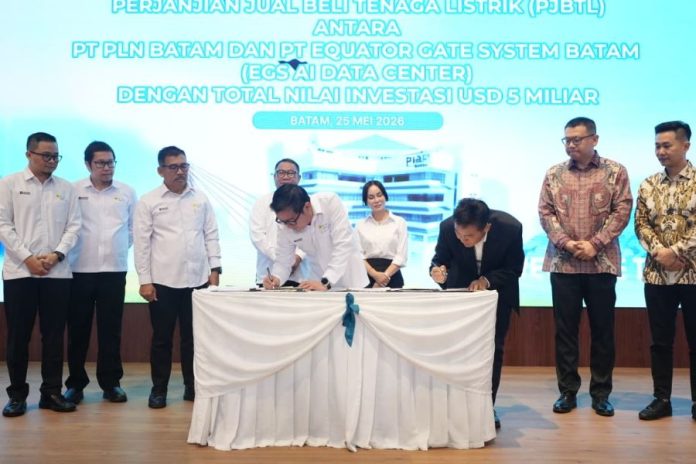 PLN dan PT EGS tandatangani kerja sama untuk memasok listrik di Data Cente AI di Nongsa. Foto: Humas BP Batam
