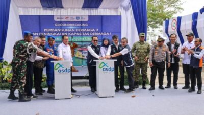 Peletakan batu pertama Dermaga II Pelabuhan Penyeberangan Tanjunguban, Kamis (18/6/2026). Foto: Diskominfo Kepri